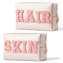 Bolsa de higiene cosmética Y1tvei Preppy Patch SKIN HAIR Pink