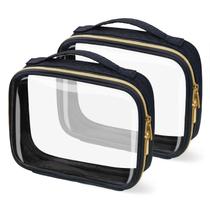 Bolsa de higiene de viagem FAYORORY, pacote com 2 unidades, transparente com alças, preta Bolsa de higiene de viagem FAYORORY, pacote com 2 unidades, transparente com alças, preta