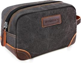 Bolsa de Higiene de Viagem Masculina em Couro/Lona - Cinza Bolsa de Higiene de Viagem Masculina em Couro/Lona - Cinza