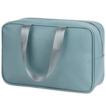 Bolsa de higiene de viagem Narwey PU Leather Grande Azul Acinzentado