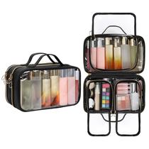 Bolsa de higiene de viagem OCHEAL Double Layer Clear Makeup Black