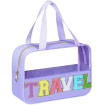 Bolsa de higiene de viagem transparente BuyCard Chenille Letter Patch
