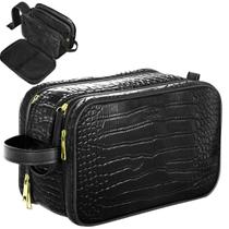 Bolsa de higiene Dot&Dot Leather para homens e mulheres preta Croc Large Bolsa de higiene Dot&Dot Leather para homens e mulheres preta Croc Large