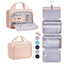Bolsa de higiene LarHike impermeável para maquiagem suspensa, joias de maquiagem, rosa