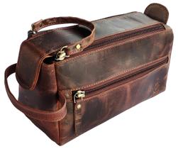 Bolsa de Higiene Masculina RUSTIC TOWN - Couro Marrom Nogueira