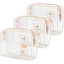 Bolsa de higiene MODENGKONGJIAN aprovada pela TSA, 3 peças, rosa transparente Bolsa de higiene MODENGKONGJIAN aprovada pela TSA, 3 peças, rosa transparente