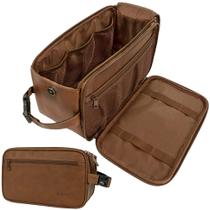 Bolsa de higiene PAVILIA Travel Essentials Shaving Dopp Kit Brown Bolsa de higiene PAVILIA Travel Essentials Shaving Dopp Kit Brown