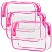 Bolsa de higiene pessoal aprovada pela PACKISM pela TSA bolsa de maquiagem transparente vermelha pêssego com moldura de apoio, bolsa de higiene transparente para viagens, grossa e inodora Bolsa de higiene pessoal aprovada pela PACKISM pela TSA bolsa de maquiagem transparente vermelha pêssego com moldura de apoio, bolsa de higiene transparente para viagens, grossa e inodora
