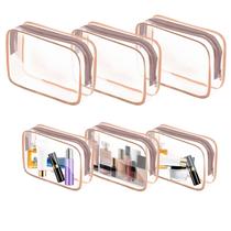 Bolsa de higiene pessoal de viagem AURUZA, pacote com 6 unidades, PVC transparente para mulheres