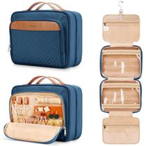Bolsa de higiene pessoal de viagem COOSKY com organizador de joias azul marinho Bolsa de higiene pessoal de viagem COOSKY com organizador de joias azul marinho