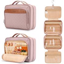 Bolsa de higiene pessoal de viagem COOSKY com organizador de joias Baby Pink Bolsa de higiene pessoal de viagem COOSKY com organizador de joias Baby Pink