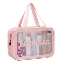 Bolsa de higiene pessoal de viagem DAPOWER fosca translúcida para mulheres rosa