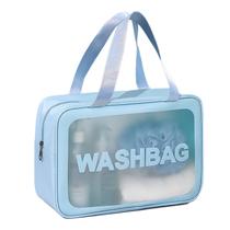Bolsa de higiene pessoal de viagem DAPOWER Matte Translucent com alça azul
