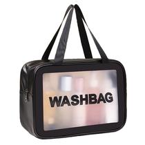 Bolsa de higiene pessoal de viagem DAPOWER Matte Translucent com alça preta