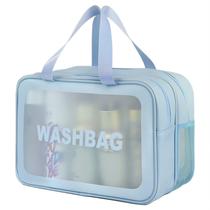 Bolsa de higiene pessoal de viagem DAPOWER para mulheres azul-XL translúcida