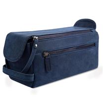 Bolsa de higiene pessoal de viagem LEATHER VILLAGE Premium Leather Blue Bolsa de higiene pessoal de viagem LEATHER VILLAGE Premium Leather Blue