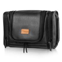 Bolsa de higiene pessoal de viagem MIRASON Hanging para homens em couro preto