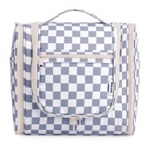 Bolsa de higiene pessoal de viagem Narwey Checked para mulheres (25 cm) azul acinzentado