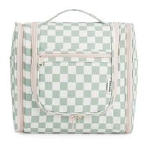 Bolsa de higiene pessoal de viagem Narwey Checked para mulheres (verde menta)