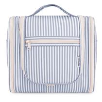 Bolsa de higiene pessoal de viagem Narwey listrada para mulheres azul acinzentado