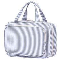 Bolsa de higiene pessoal de viagem Narwey listrada para mulheres azul acinzentado Bolsa de higiene pessoal de viagem Narwey listrada para mulheres azul acinzentado