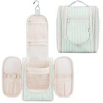 Bolsa de higiene pessoal de viagem Narwey, pequena, listrada para mulheres, verde