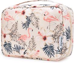 Bolsa de higiene pessoal de viagem Narwey Small para mulheres Bege Flamingo