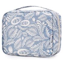 Bolsa de higiene pessoal de viagem Narwey Small para mulheres Blue Leaf