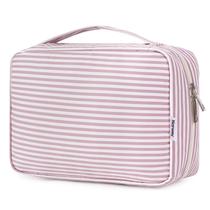 Bolsa de higiene pessoal de viagem Narwey Small para mulheres com listras rosa empoeiradas Bolsa de higiene pessoal de viagem Narwey Small para mulheres com listras rosa empoeiradas