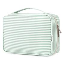 Bolsa de higiene pessoal de viagem Narwey Small para mulheres com listras verde-menta