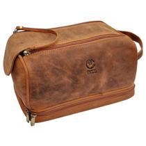 Bolsa de higiene pessoal de viagem RUSTIC TOWN em couro genuíno Dopp Kit marrom