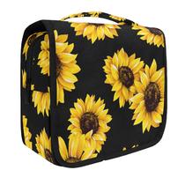 Bolsa de higiene pessoal de viagem senya Hanging Makeup Case Black Sunflower