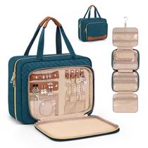 Bolsa de higiene pessoal de viagem Wedama para mulheres com organizador de joias azul Bolsa de higiene pessoal de viagem Wedama para mulheres com organizador de joias azul