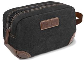 Bolsa de higiene pessoal emissary masculina em couro/lona de viagem preta Bolsa de higiene pessoal emissary masculina em couro/lona de viagem preta