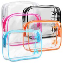 Bolsa de higiene pessoal F-color aprovada pela TSA, pacote com 5 unidades, tamanho de um litro transparente