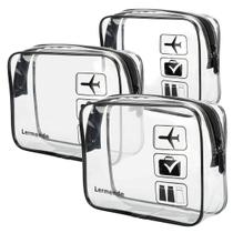 Bolsa de higiene pessoal Lermende TSA, bolsa de viagem transparente aprovada pela TSA, pacote com 3 unidades Bolsa de higiene pessoal Lermende TSA, bolsa de viagem transparente aprovada pela TSA, pacote com 3 unidades