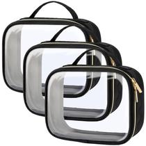 Bolsa de higiene pessoal PACKISM TSA Approved Clear com alça, pacote com 3 unidades, preta Bolsa de higiene pessoal PACKISM TSA Approved Clear com alça, pacote com 3 unidades, preta
