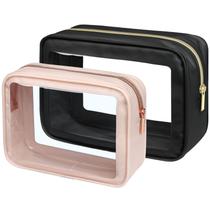 Bolsa de higiene pessoal PACKISM TSA aprovada, pacote com 2 unidades, transparente, preta/rosa Bolsa de higiene pessoal PACKISM TSA aprovada, pacote com 2 unidades, transparente, preta/rosa