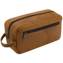 Bolsa de higiene pessoal Ringsun de couro genuíno de grande capacidade unissex Bolsa de higiene pessoal Ringsun de couro genuíno de grande capacidade unissex