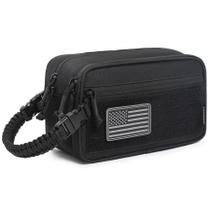 Bolsa de higiene tática Lemubeane para homens, kit Dopp separado e seco, bolsa de higiene de viagem EDC Utility Tool Molle Pouch, kit de barbear masculino, bolsas de banho de viagem (pretas)