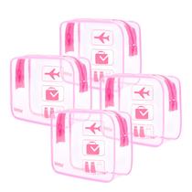 Bolsa de higiene WANDF TSA aprovada por 2 pacotes Travel Clear, 4 peças rosa