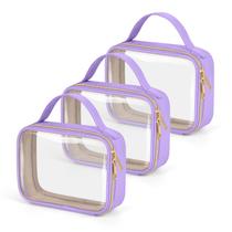 Bolsa de higiene Wedama TSA aprovada pela TSA, pacote com 3 unidades, transparente com alças, roxa Bolsa de higiene Wedama TSA aprovada pela TSA, pacote com 3 unidades, transparente com alças, roxa
