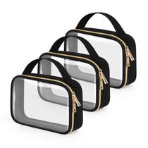 Bolsa de higiene Wedama TSA aprovada pela TSA, pacote com 3 unidades, transparente com alças Bolsa de higiene Wedama TSA aprovada pela TSA, pacote com 3 unidades, transparente com alças