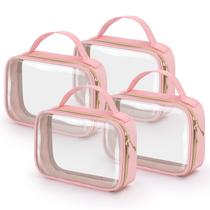 Bolsa de higiene Wedama TSA aprovada pela TSA, pacote com 4 pacotes, bolsa de maquiagem transparente rosa Bolsa de higiene Wedama TSA aprovada pela TSA, pacote com 4 pacotes, bolsa de maquiagem transparente rosa