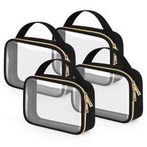 Bolsa de higiene Wedama TSA aprovada pela TSA, pacote com 4 pacotes, bolsa de maquiagem transparente Bolsa de higiene Wedama TSA aprovada pela TSA, pacote com 4 pacotes, bolsa de maquiagem transparente