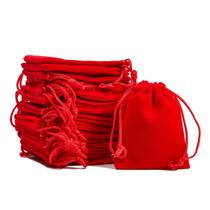 Bolsa de joias de veludo com cordão, Juvale Red, pacote com 50