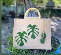 Bolsa de juta - folha de costela de adão