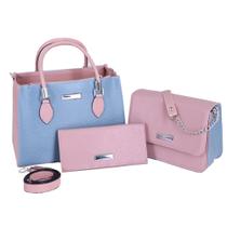 Bolsa De Lado Feminina + Bolsa Tote Alça Tiracolo + Carteira