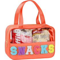 Bolsa de lanche TESAFNG Chenille Letter Clear, bolsa de maquiagem impermeável