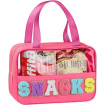 Bolsa de lanche TESAFNG Chenille Letter Clear, bolsa de maquiagem impermeável